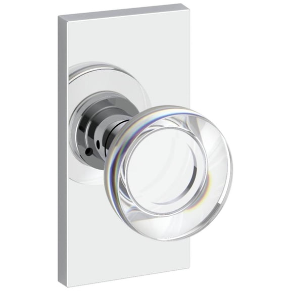 Baldwin Reserve Contemporary Crystal Knob - 5" Rose, Privacy, Polished Chrome
