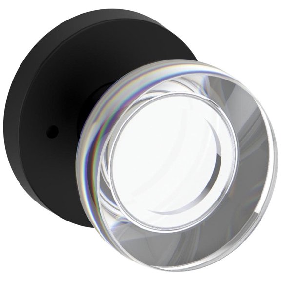 Baldwin Reserve Contemporary Crystal Knob - Round Rose, Privacy, Satin Black