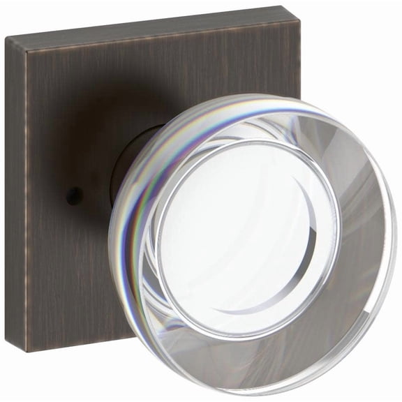 Baldwin Reserve Contemporary Crystal Knob - Square Rose, Privacy, Venetian Bronze