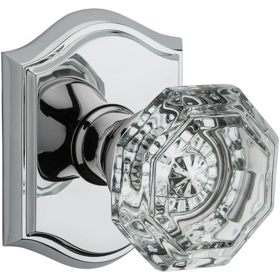 Baldwin PV.CRY.TAR Crystal Privacy Door Knob Set with Traditional Arch Trim from, Polished Chrome