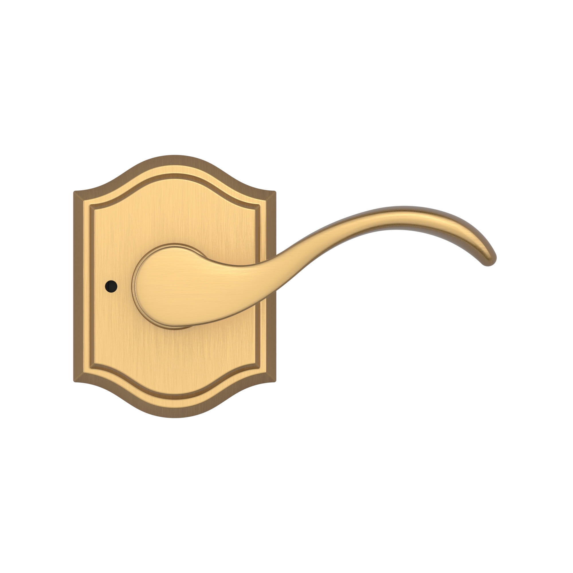 Lifetime Satin Brass Traditional Privacy Lever with Arch Rose