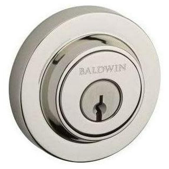 Baldwin Reserve DCCRD141 Double Cylinder Contemporary Round Deadbolt with 6AL Latch and Dual Strike Bright Nickel Finish