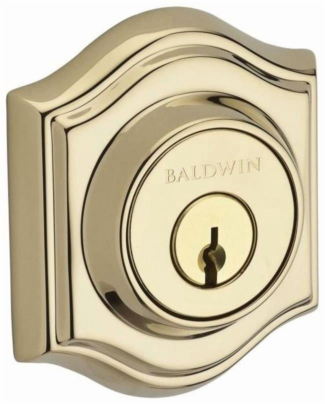 Baldwin Reserve DCTAD003S Double Cylinder Traditional Arch Deadbolt with 6AL Latch; Dual Strike; and SmartKey Lifetime Brass Finish