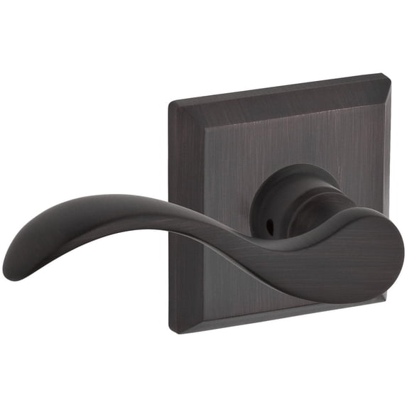 Baldwin Reserve ENCURLTSR112 Entry Handleset Left Hand Curve Lever and Traditional Square Rose Venetian Bronze Finish