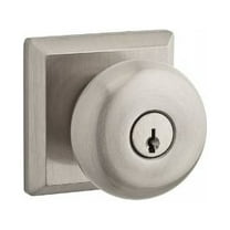 Baldwin Reserve ENROUCSR150 Entry Round Knob and Contemporary Square Rose Satin Nickel Finish