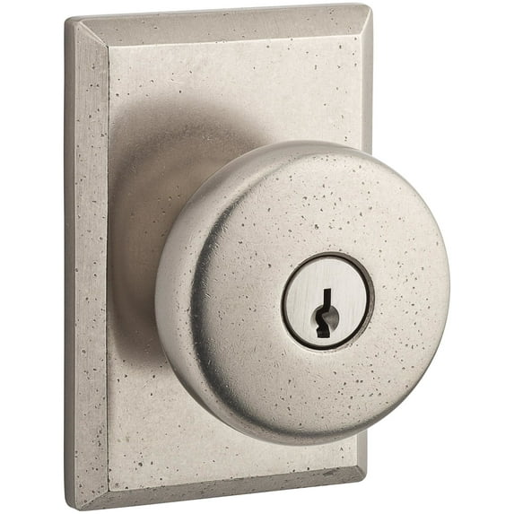 Baldwin Reserve ENRUSRSR492 Entry Rustic Knob and Rustic Square Rose White Bronze Finish