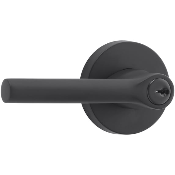 Baldwin Reserve ENTUBCRR190 Entry Tube Lever and Contemporary Round Rose Satin Black Finish