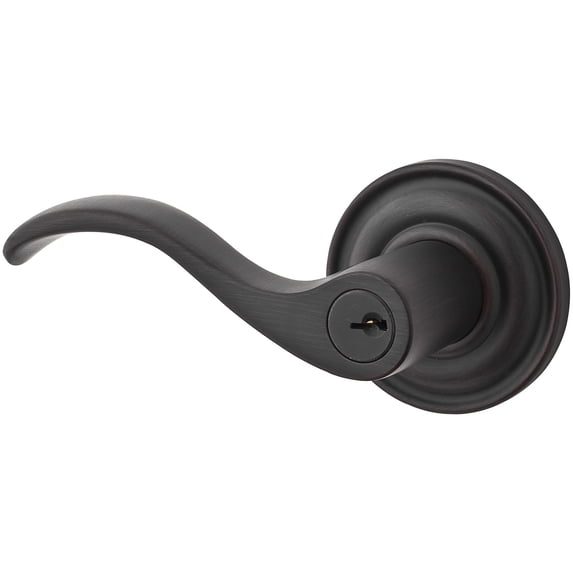 Baldwin Reserve Encurltrr112 Entry Left Hand Curve Lever Handle and Traditional Round Rose Venetian Bronze Finish