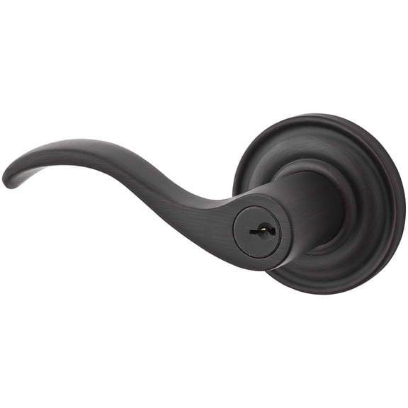 Baldwin Reserve Encurltrr112 Entry Left Hand Curve Lever Handle and Traditional Round Rose Venetian Bronze Finish