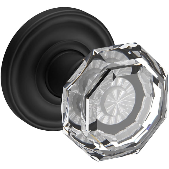 Baldwin Reserve FDCRYTRR190 Full Dummy Crystal Knob and Traditional Round Rose Satin Black Finish