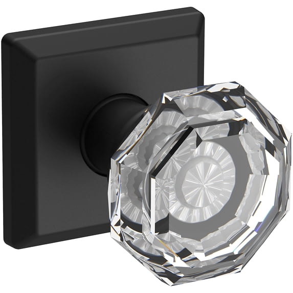 Baldwin Reserve FDCRYTSR190 Full Dummy Crystal Knob and Traditional Square Rose Satin Black Finish