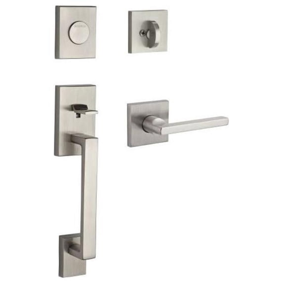 Baldwin Reserve FDLAJxSQUCSR150 Full Dummy La Jolla Handleset Square Lever and Contemporary Square Rose Satin Nickel Finish