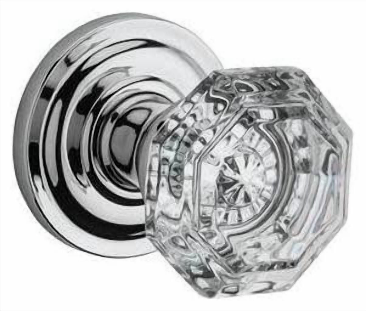 Baldwin Reserve HDCRYTRR260 Half Dummy Crystal Knob and Traditional Round Rose Bright Chrome Finish
