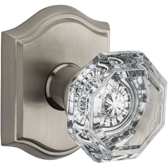 Baldwin Reserve PSCRYTAR150 Passage Crystal Knob with Traditional Arch Rose Satin Nickel Finish