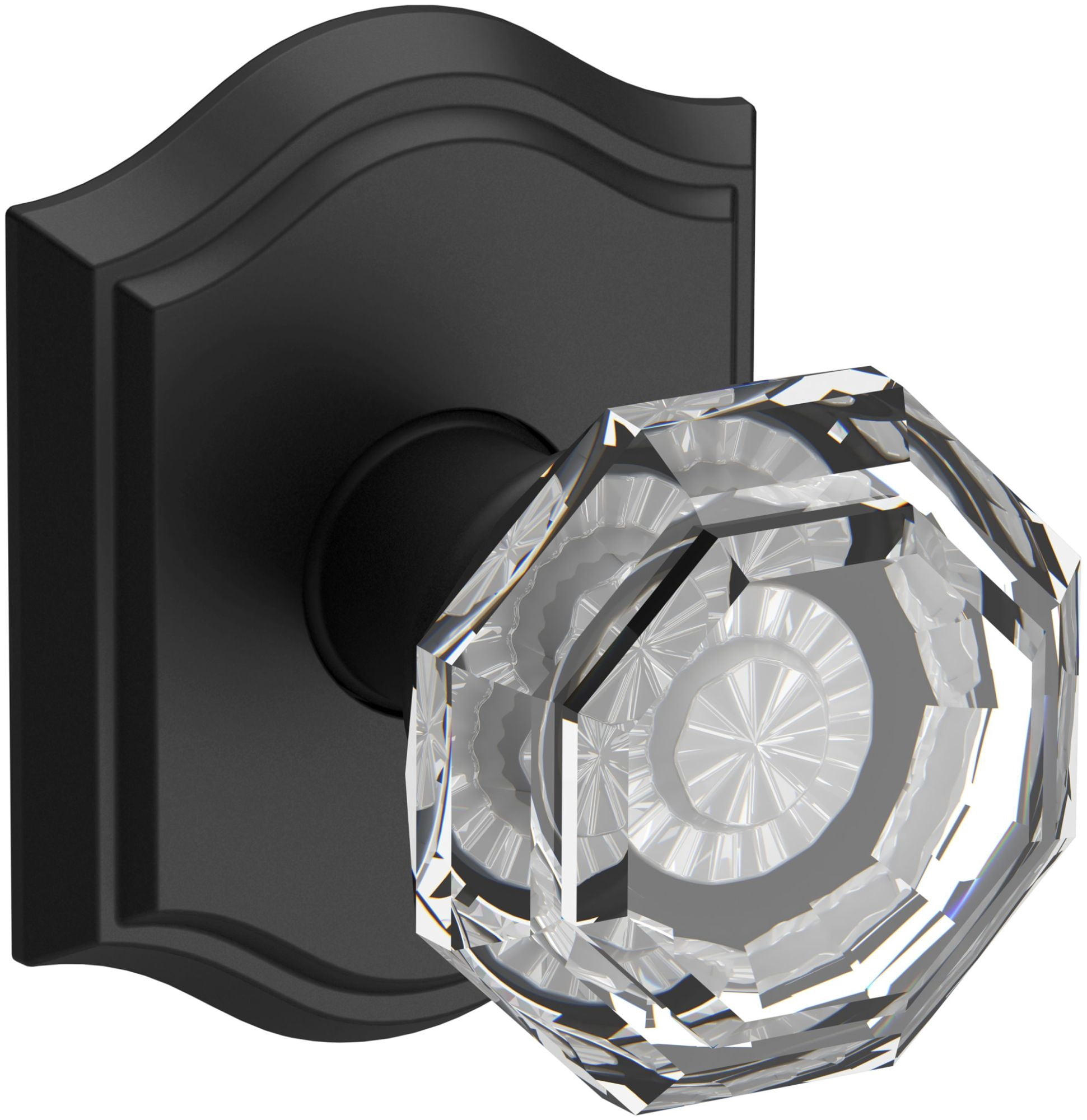 Baldwin Crystal Passage Door Knob Set - Traditional Arch Trim, Polished Nickel, PS.CRY.Tar Model