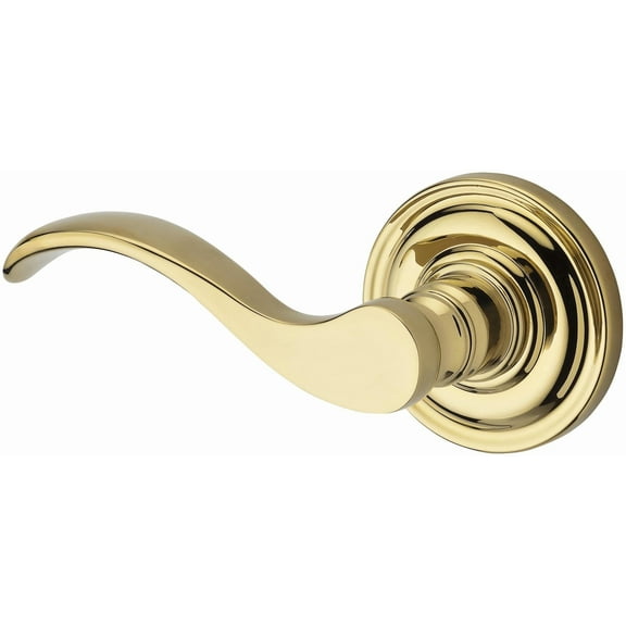 Baldwin Reserve PSCURTRR003 Passage Curve Lever and Traditional Round Rose with 6AL Latch and Dual Strike Lifetime Brass Finish