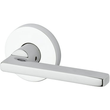 Baldwin Reserve PSSQUCRR260 Passage Handleset Square Lever and Contemporary Round Rose Bright Chrome Finish