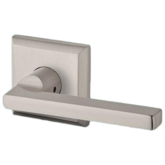 Baldwin Reserve PSSQUTSR150 Passage Handleset Square Lever and Traditional Rose with 6AL Latch and Dual Strike Satin Nickel Finish