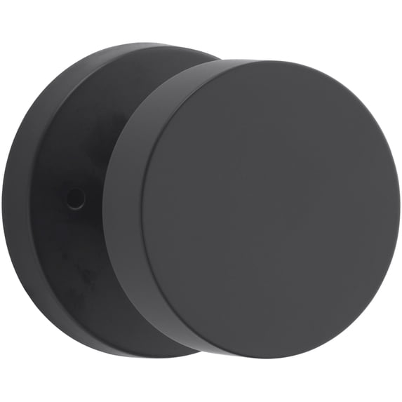 Baldwin Reserve PVCONCRR190 Privacy Contemporary Knob and Round Rose with 6AL Latch and Dual Strike Satin Black Finish