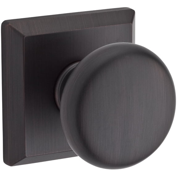 Baldwin Reserve PVROUTSR112 Privacy Round Knob and Traditional Square Rose Venetian Bronze Finish