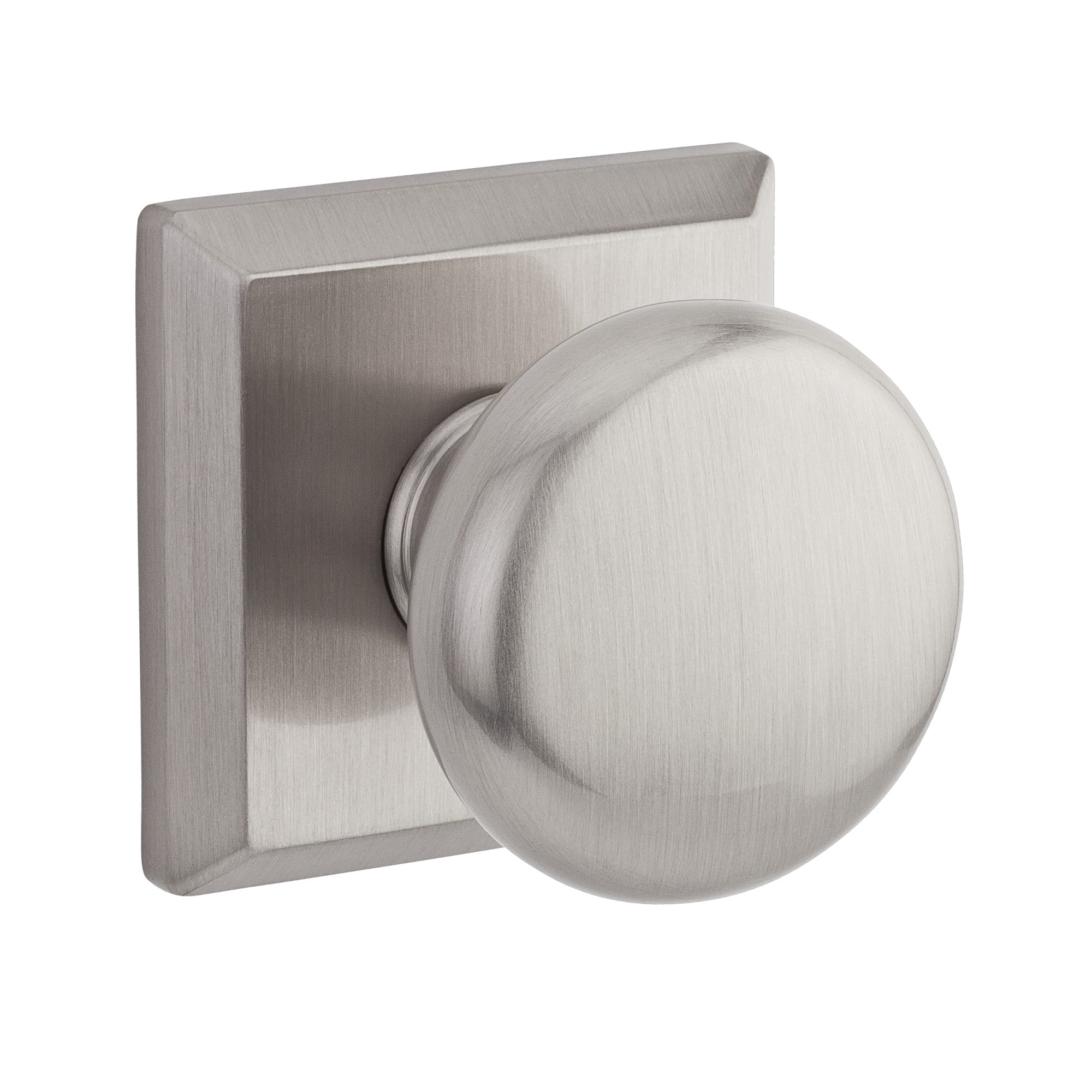 Satin Nickel Round Privacy Door Knob with Traditional Square Rose