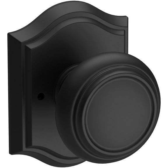 Baldwin Reserve PVTRATAR190 Privacy Traditional Knob and Arch Rose with 6AL Latch and Dual Strike Satin Black Finish