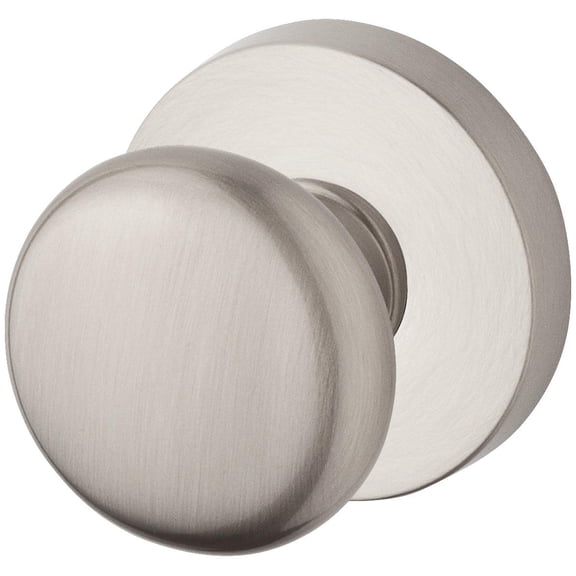 Baldwin Reserve Psroucrr150 Passage Round Knob And Contemporary Round Rose With 6Al Latch And Dual Strike Satin Nickel Finish