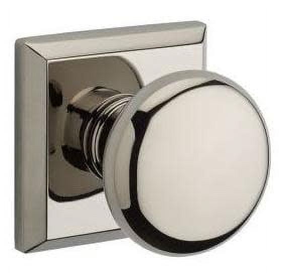 Polished Nickel Round Interior Door Knob with Square Rose