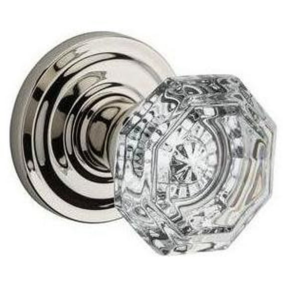 Baldwin Reserve Pvcrytrr141 Privacy Crystal Knob And Traditional Round Rose With 6Al Latch And Dual Strike Bright Nickel Finish