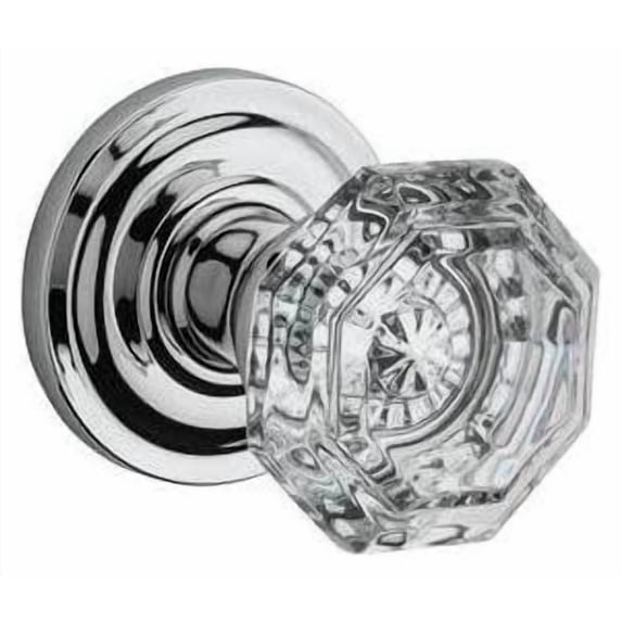 Baldwin Reserve Pvcrytrr260 Privacy Crystal Knob and Traditional Round Rose Bright Chrome Finish