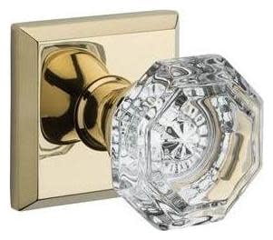 Baldwin Reserve Pvcrytsr003 Privacy Crystal Knob And Traditional Square Rose With 6Al Latch And Dual Strike Lifetime Brass Finish