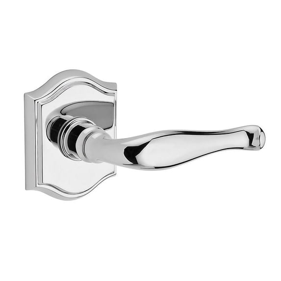 Baldwin Reserve Pvdectar260 Privacy Decorative Lever Handle And Traditional Arch Rose With 6Al Latch And Dual Strike Bright Chrome Finish