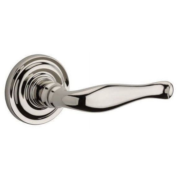 Baldwin Reserve Pvdectrr141 Privacy Decorative Lever Handle and Traditional Round Rose Bright Nickel Finish