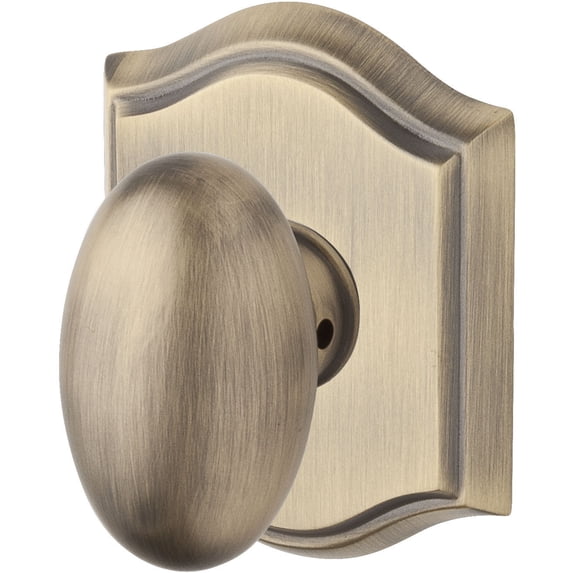 Baldwin Reserve Pvelltar049 Privacy Ellipse Knob And Traditional Arch Rose With 6Al Latch And Dual Strike Matte Brass And Black Finish