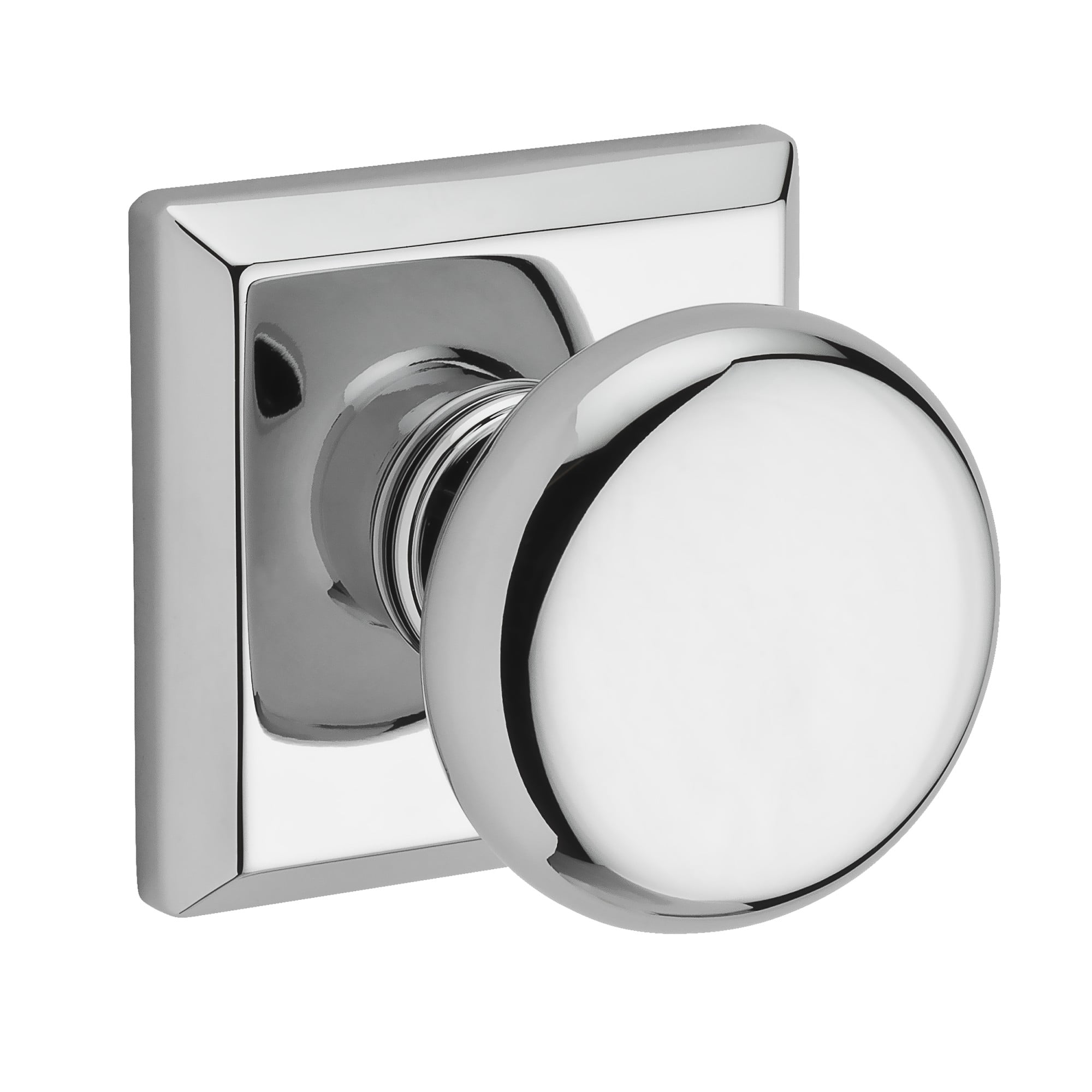 Polished Chrome Round Privacy Door Knob with Square Rose