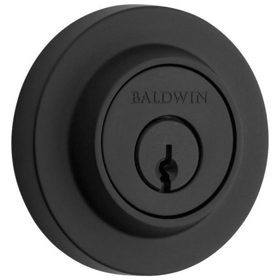 Baldwin Reserve SCCRD190S Single Cylinder Contemporary Round Deadbolt with 6AL Latch; Dual Strike; and SmartKey Satin Black Finish