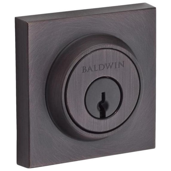 Baldwin Reserve SCCSD112S Single Cylinder Contemporary Square Deadbolt with 6AL Latch; Dual Strike; and SmartKey Venetian Bronze Finish