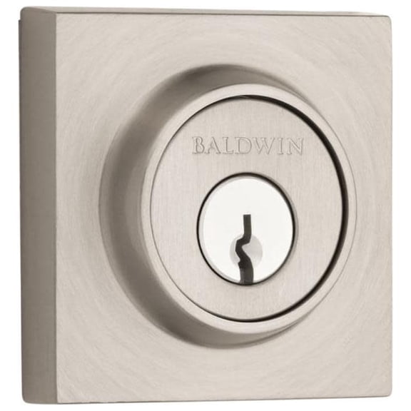 Baldwin Reserve SCCSD150S Single Cylinder Contemporary Square Deadbolt with 6AL Latch; Dual Strike; and SmartKey Satin Nickel Finish