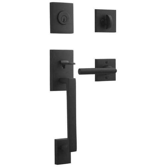 Baldwin Reserve SCLAJXTUBCSR190 Single Cylinder La Jolla Handleset Tube Lever Contemporary Square Rose with 6AL Latch and Dual Strike Satin Black Finish