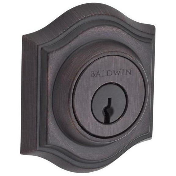 Baldwin Reserve SCTAD112S Single Cylinder Traditional Arch Deadbolt with 6AL Latch; Dual Strike; and SmartKey Venetian Bronze Finish