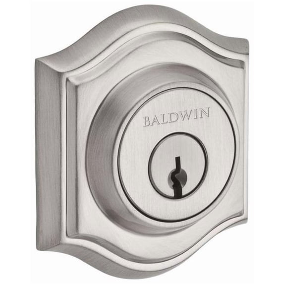 Baldwin Reserve SCTAD150S Single Cylinder Traditional Arch Deadbolt with 6AL Latch; Dual Strike; and SmartKey Satin Nickel Finish