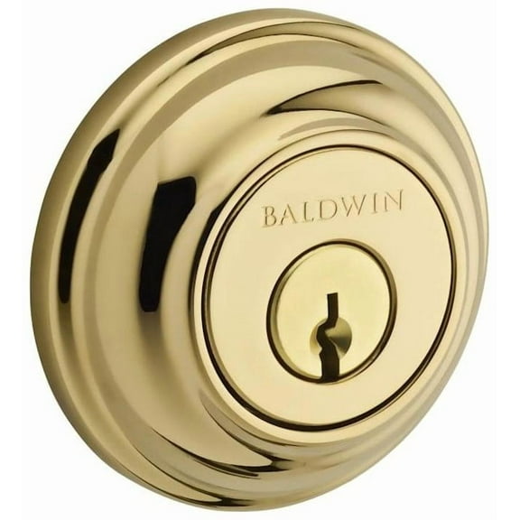 Baldwin Reserve SCTRD003S Single Cylinder Traditional Round Deadbolt with 6AL Latch; Dual Strike; and SmartKey Lifetime Brass Finish