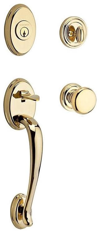 Baldwin Reserve Sccolxroutrr003 Single Cylinder Columbus Handleset Round Knob And Traditional Round Rose With 6Al Latch And Dual Strike Lifetime Brass Finish