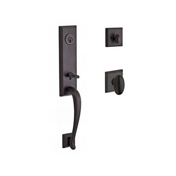 Baldwin Reserve Scdelxelltsr112 Single Cylinder Del Mar Handleset Ellipse Knob And Traditional Square Rose With 6Al Latch And Dual Strike Venetian Bronze Finish