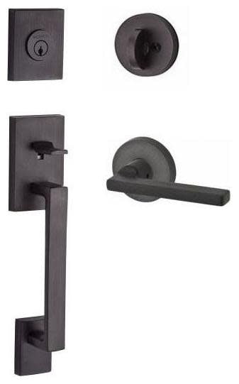 Baldwin Reserve Sclajxsqucrr112 Single Cylinder La Jolla Handleset Square Lever Contemporary Round Rose Venetian Bronze Finish