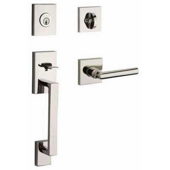 Baldwin Reserve Sclajxtubcsr141 Single Cylinder La Jolla Handleset Tube Lever Contemporary Square Rose With 6Al Latch And Dual Strike Bright Nickel Finish