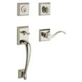 thumbnail image 1 of Baldwin Reserve Scnapxcurltsr003 Single Cylinder Napa Handleset Left Hand Curve Lever And Traditional Square Rose With 6Al Latch And Dual Strike Lifetime Brass Finish, 1 of 1