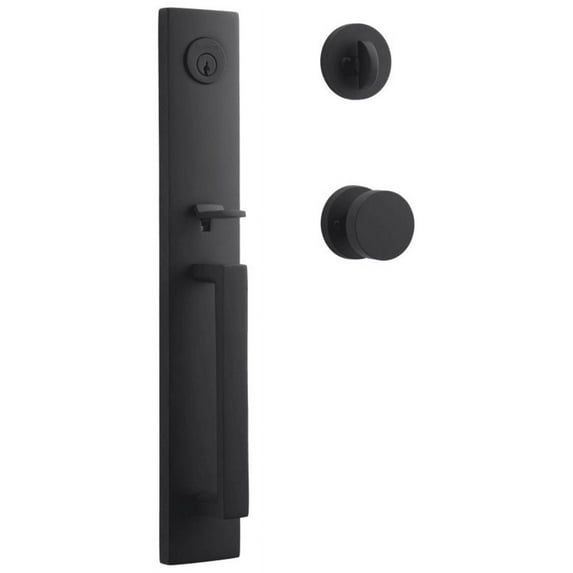 Baldwin Reserve Scsanxconcrr190 Single Cylinder Santa Cruz Handleset Contemporary Knob And Contemporary Round Rose With 6Al Latch And Dual Strike Satin Black Finish