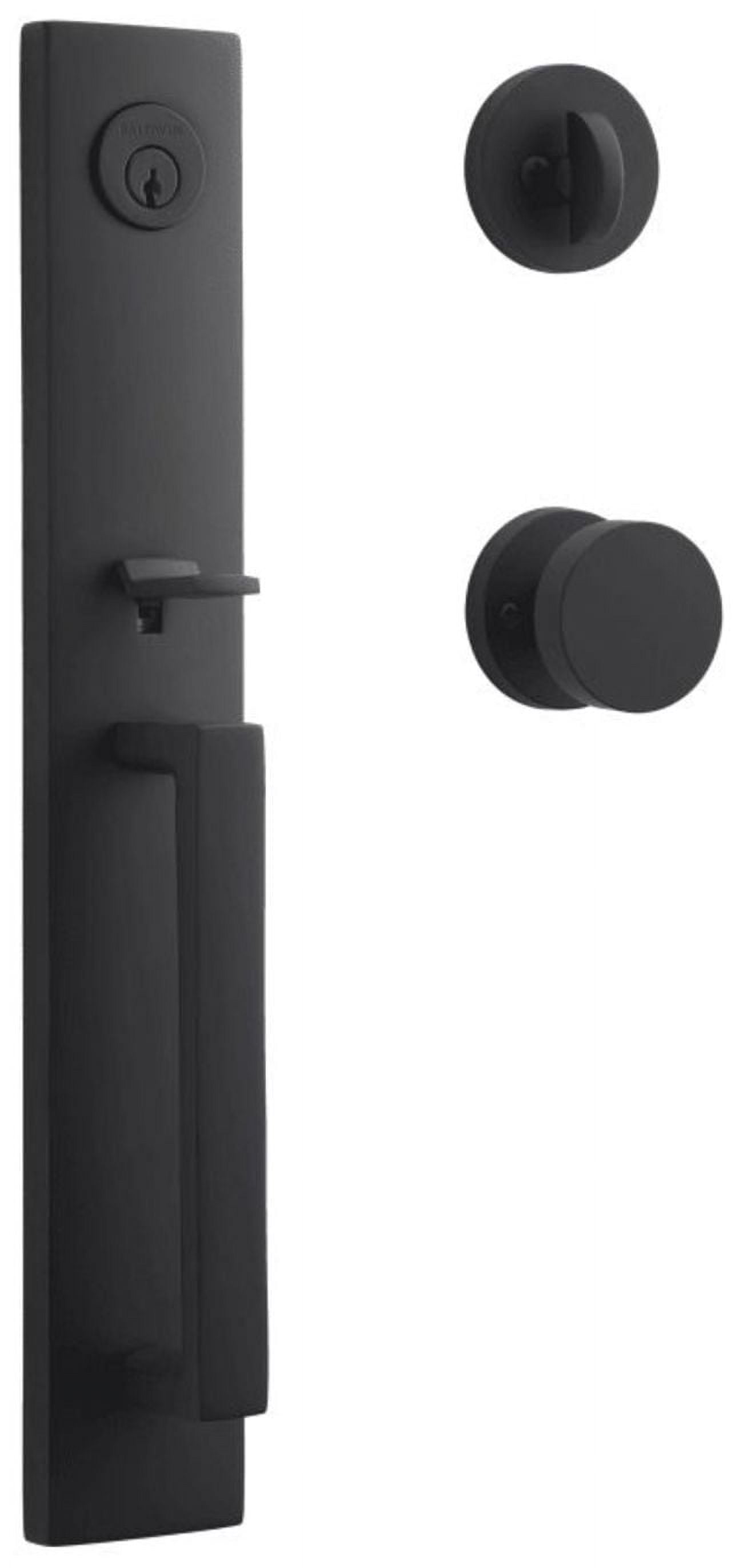 Baldwin Reserve Scsanxconcrr190 Single Cylinder Santa Cruz Handleset Contemporary Knob And Contemporary Round Rose With 6Al Latch And Dual Strike Satin Black Finish