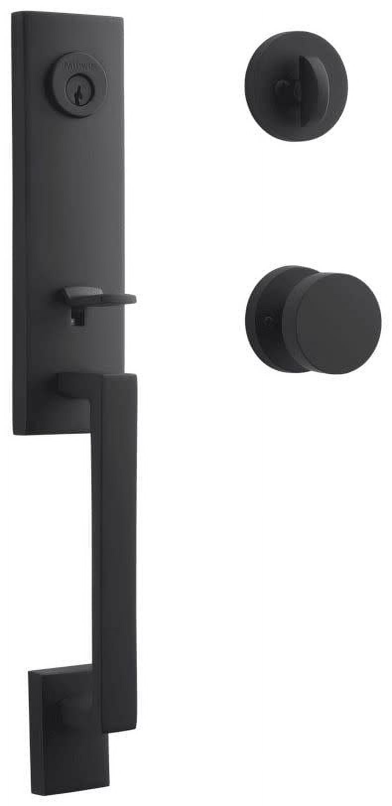 Baldwin Reserve Scseaxconcrr190 Single Cylinder Seattle Handleset Contemporary Knob And Contemporary Round Rose With 6Al Latch And Dual Strike Satin Black Finish